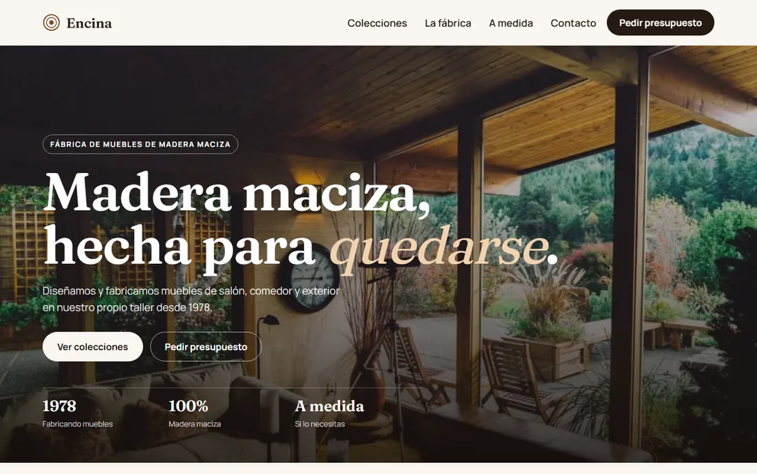 Web de ejemplo de Encina Muebles en ordenador